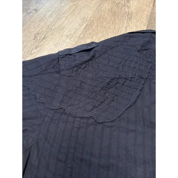 Mark Ecko New York size XL cotton button-down black Shirt Cross Wings Y2K - Picture 7 of 8